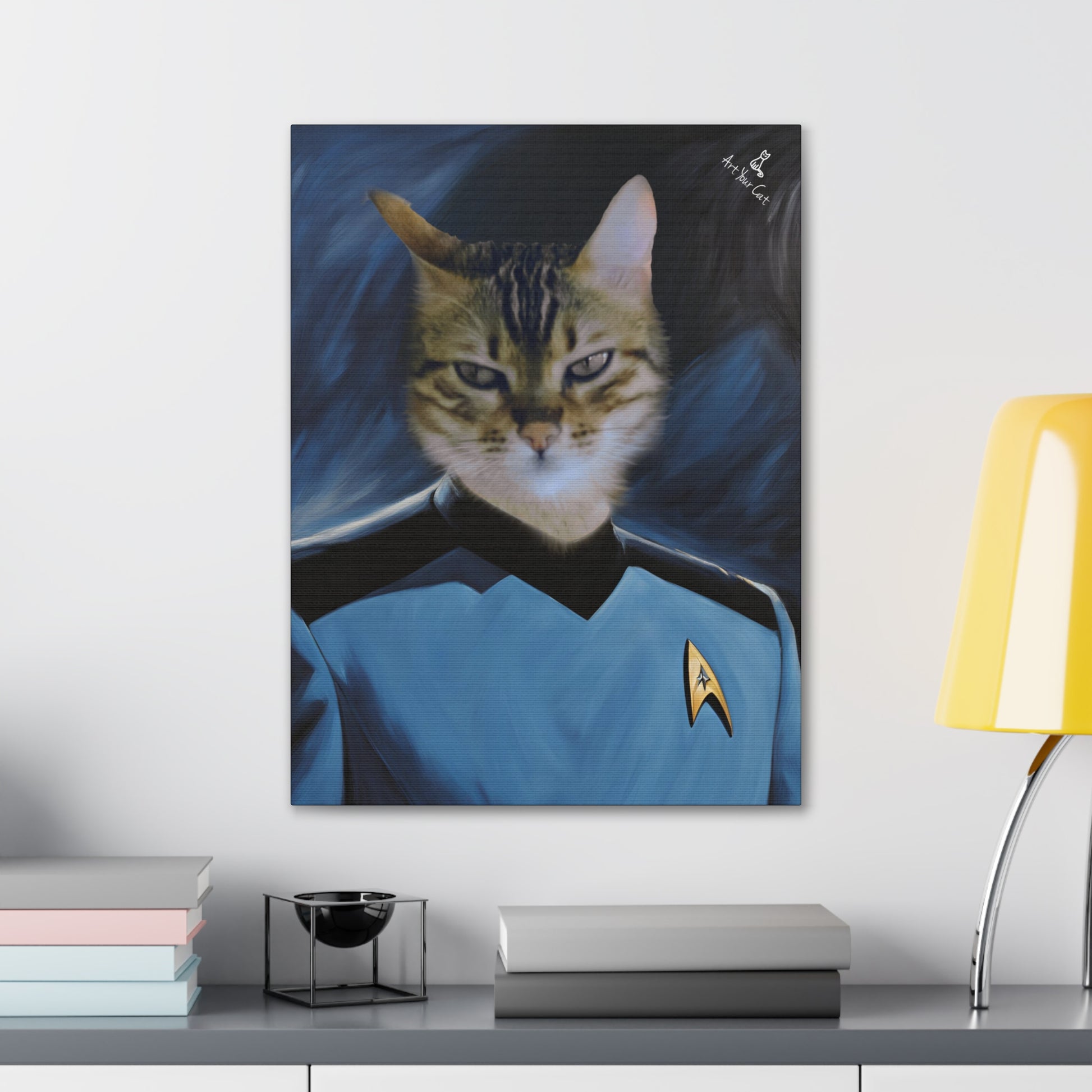 Feline Science Officer Portrait - Personalized Cat Art