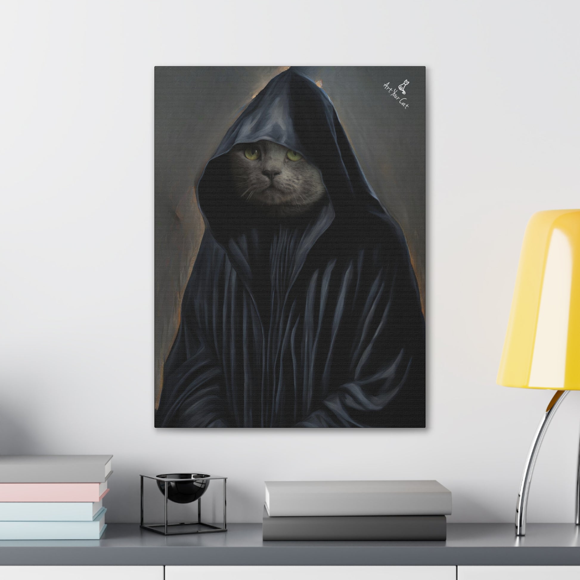 Feline royal portrait with vibrant colors
