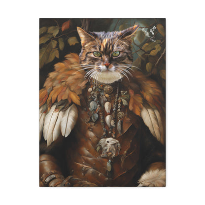 Fierce Beastmaster Feline Portrait on Canvas