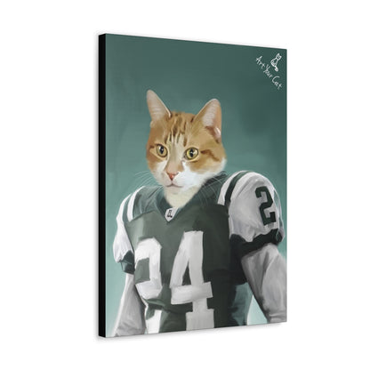 Football Cat Portrait on Canvas