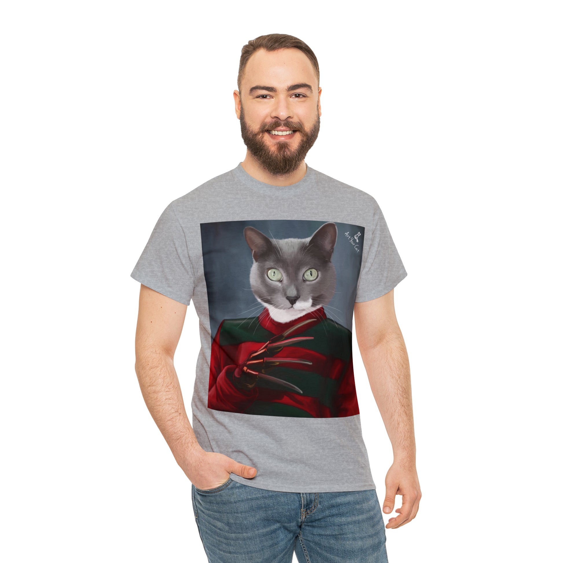 Freddy Krueger-themed cat shirt