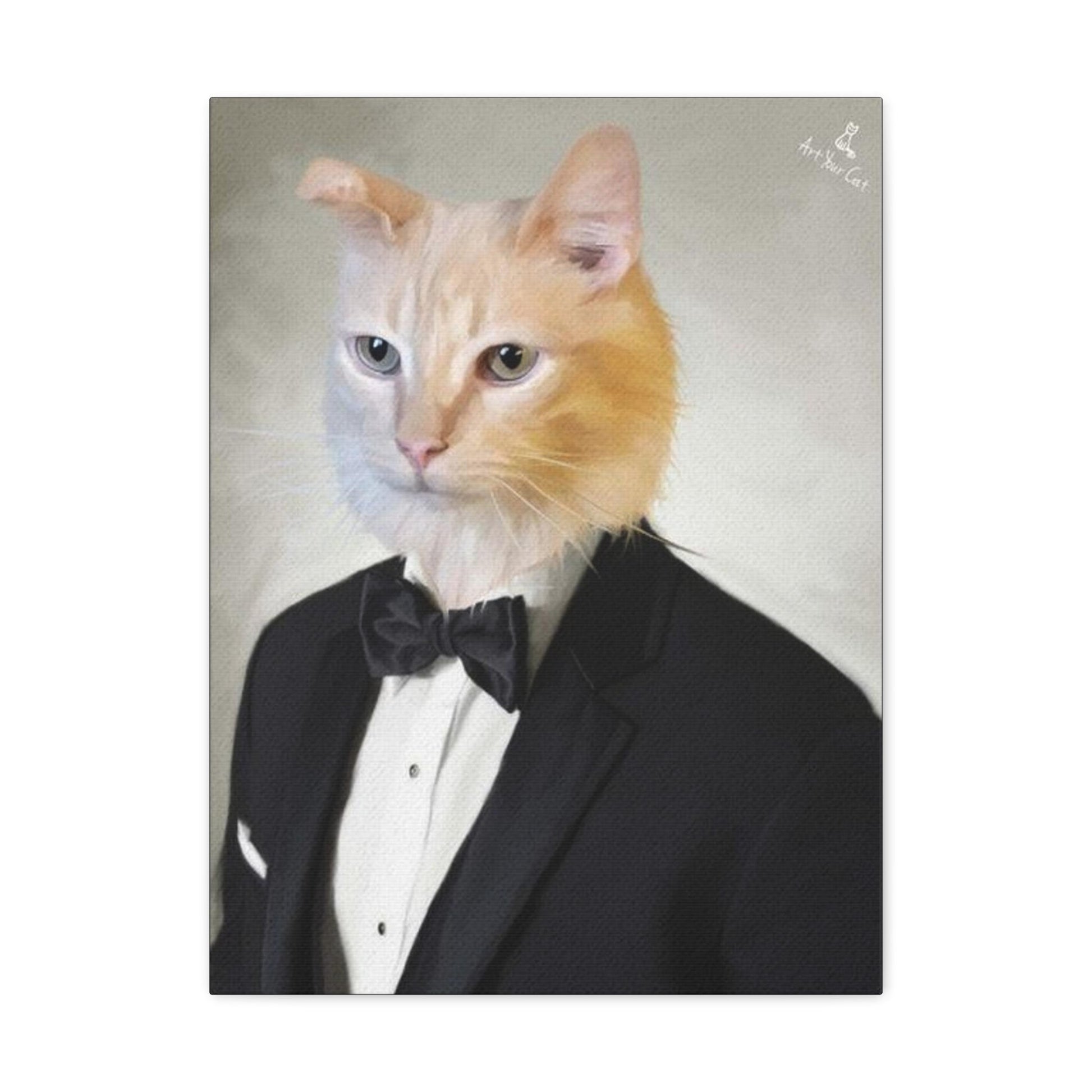 Handcrafted Cat Portrait in Tuxedo