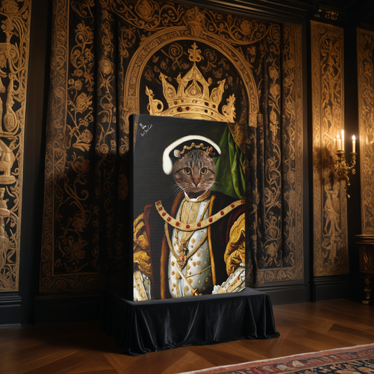 Henry VIII Cat Portrait with crown and royal attire