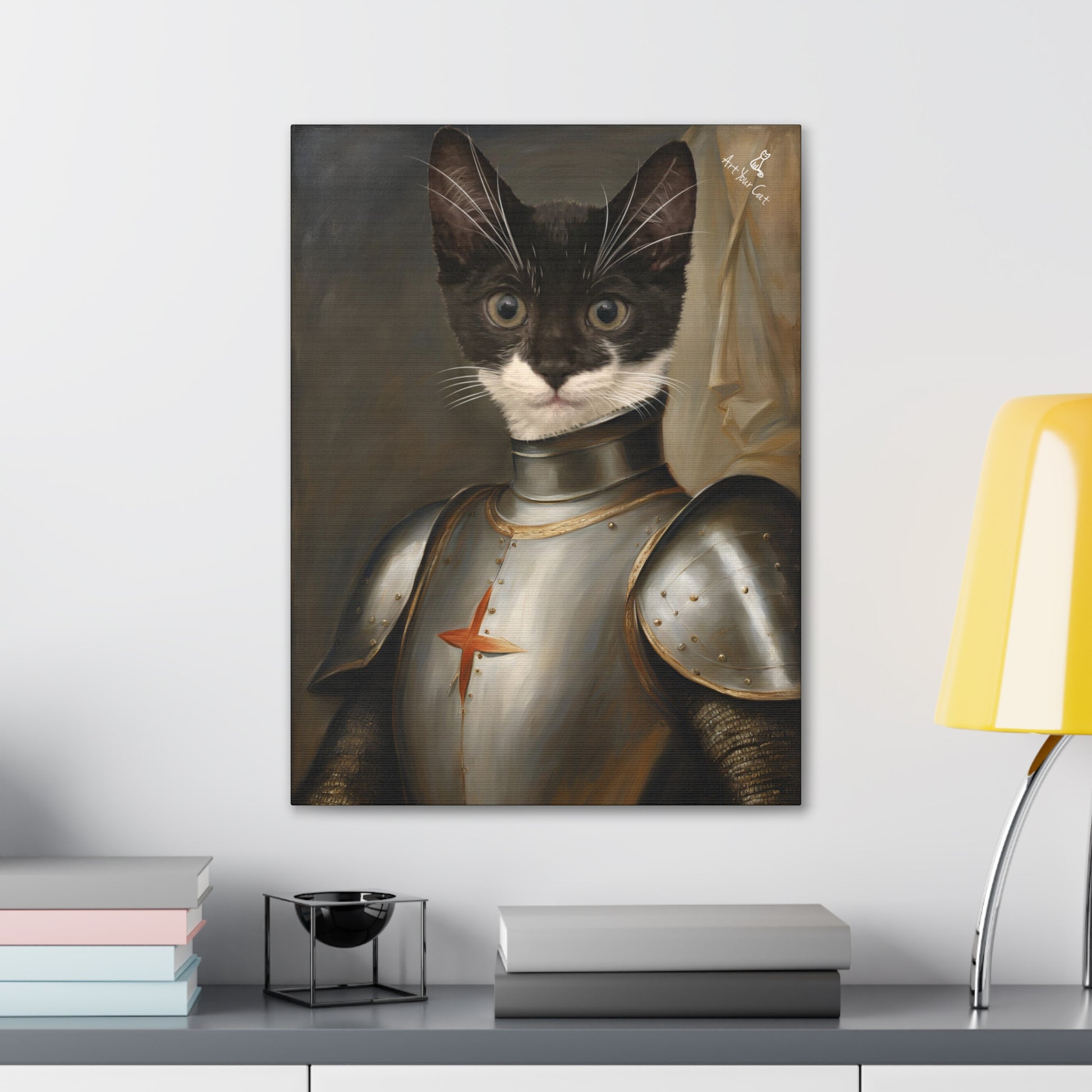Heroic Joan of Arc Cat Portrait with 1.25-inch border and fade-resistant colors