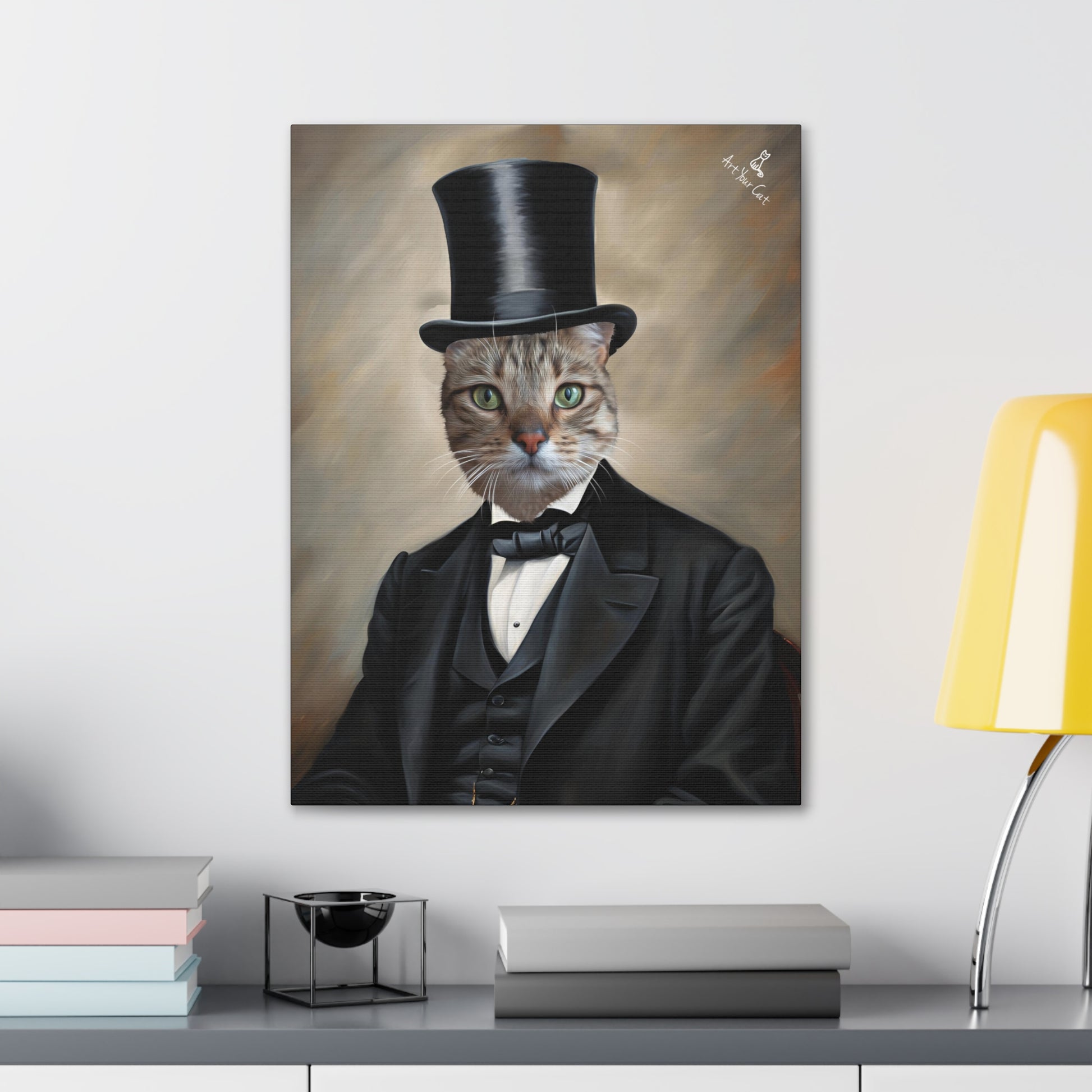 High-Quality Canvas Art of Cat as Abraham Lincoln