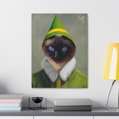 High-Quality Canvas Bud the Elf Cat Portrait