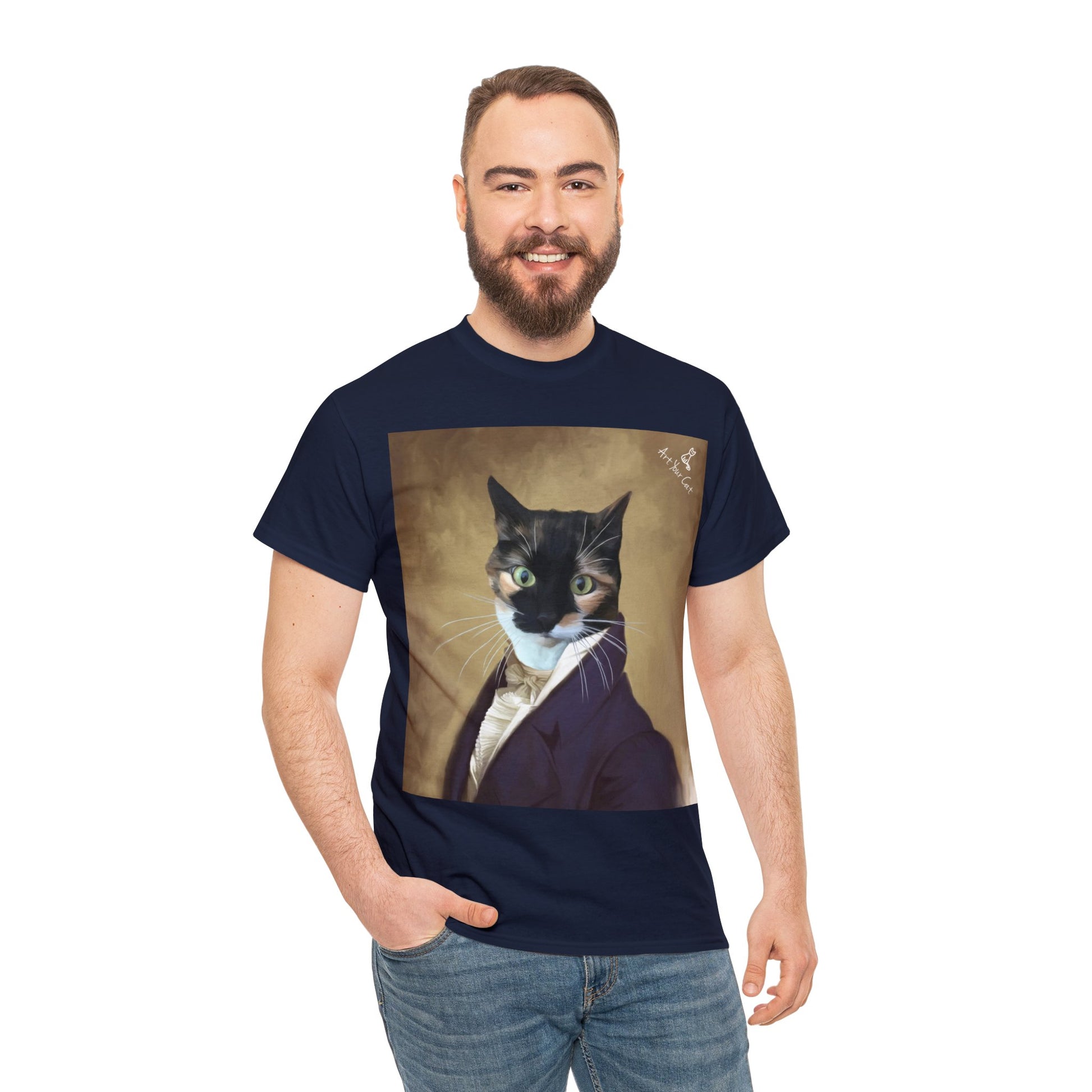 Leadership-themed cat portrait shirt