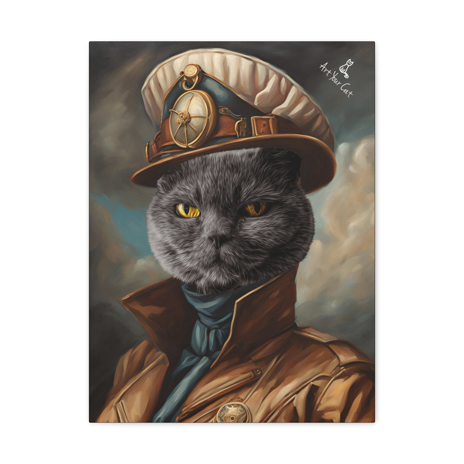 Personalized Airship Captain Cat Artwork - Female Feline Adventure