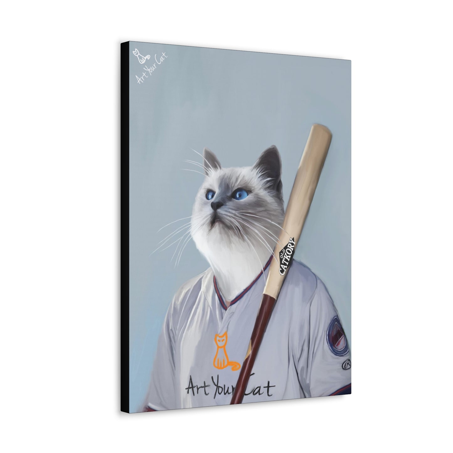 Personalized Baseball Cat Artwork for Sports Lovers
