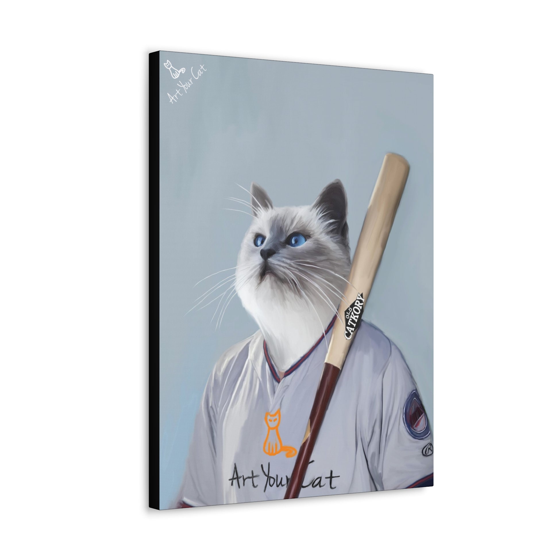 Personalized Baseball Cat Artwork for Sports Lovers