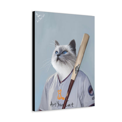 Personalized Baseball Cat Artwork for Sports Lovers