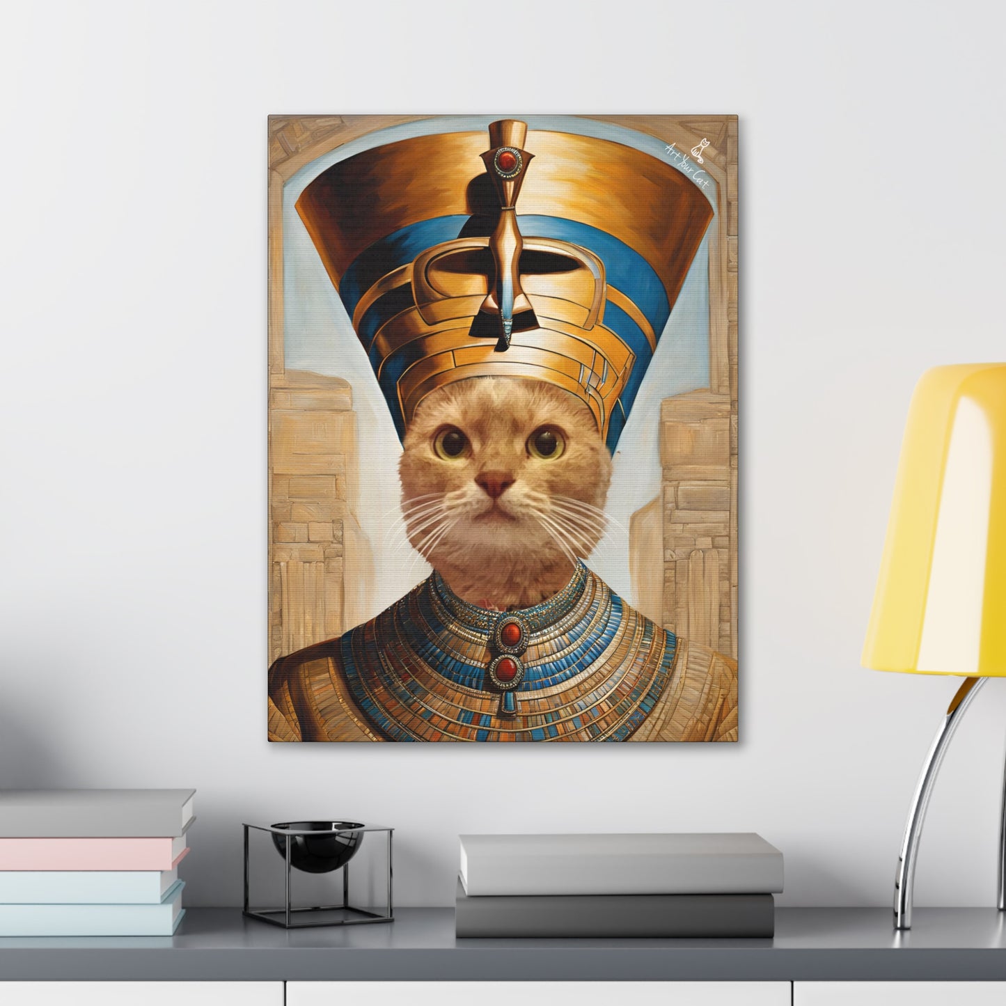 Personalized Cat Art - Queen Nefertiti Inspired Portrait