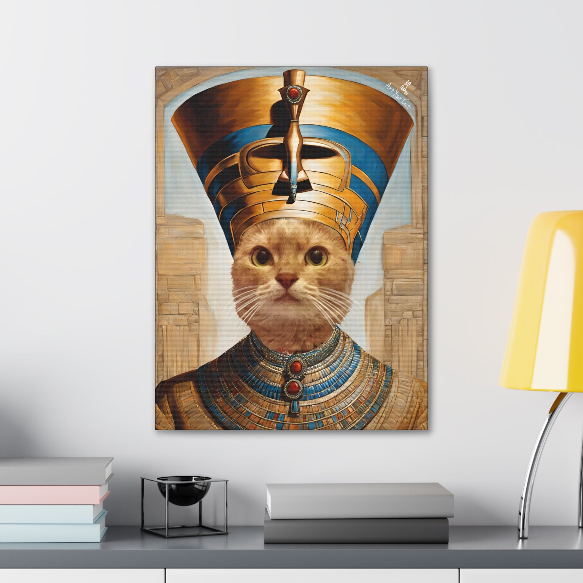 Personalized Cat Art - Queen Nefertiti Inspired Portrait