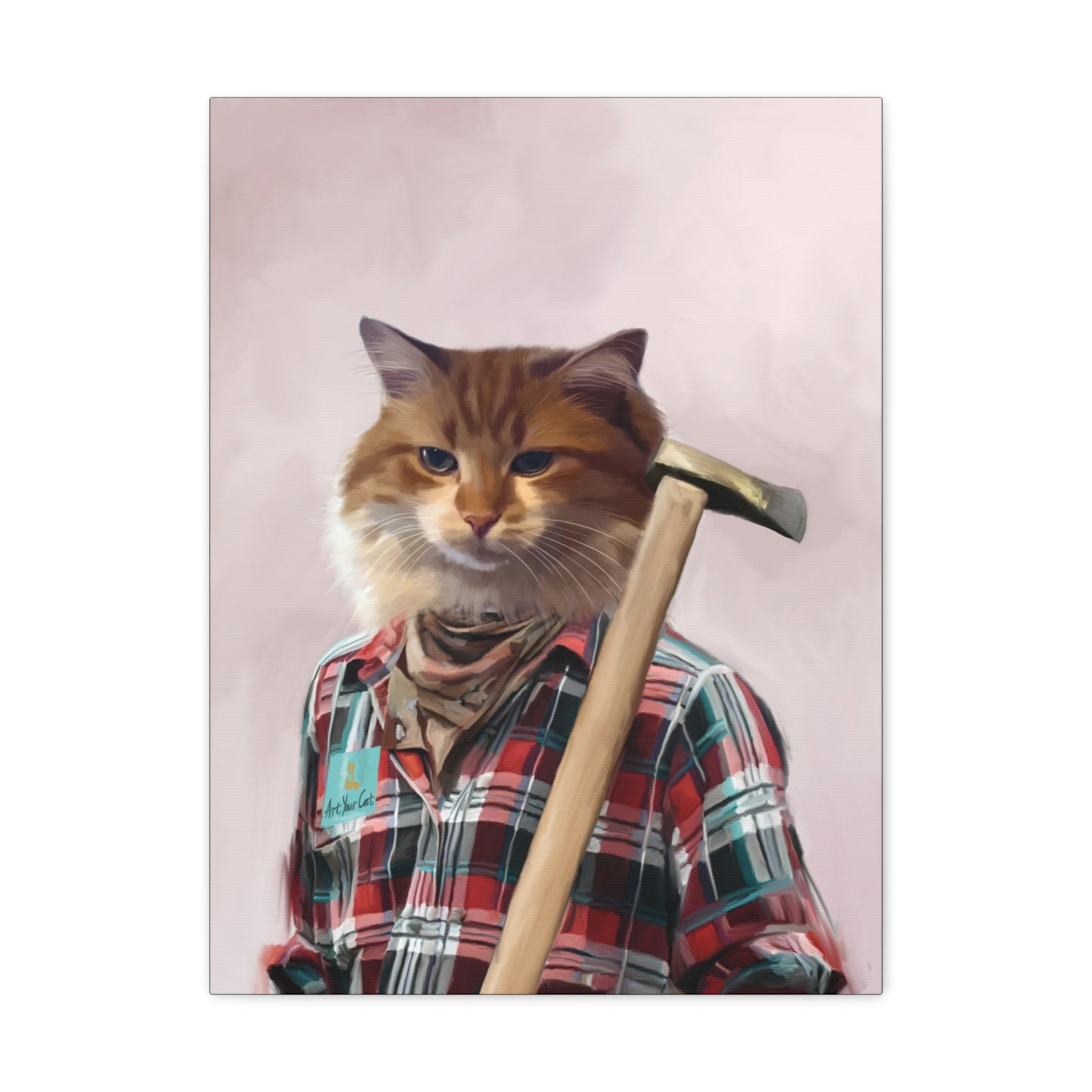 Personalized Cat Artwork in Lumberjack Style