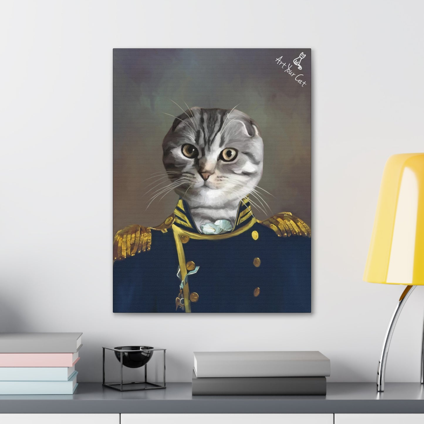 Personalized Cat Portrait with Military Costume