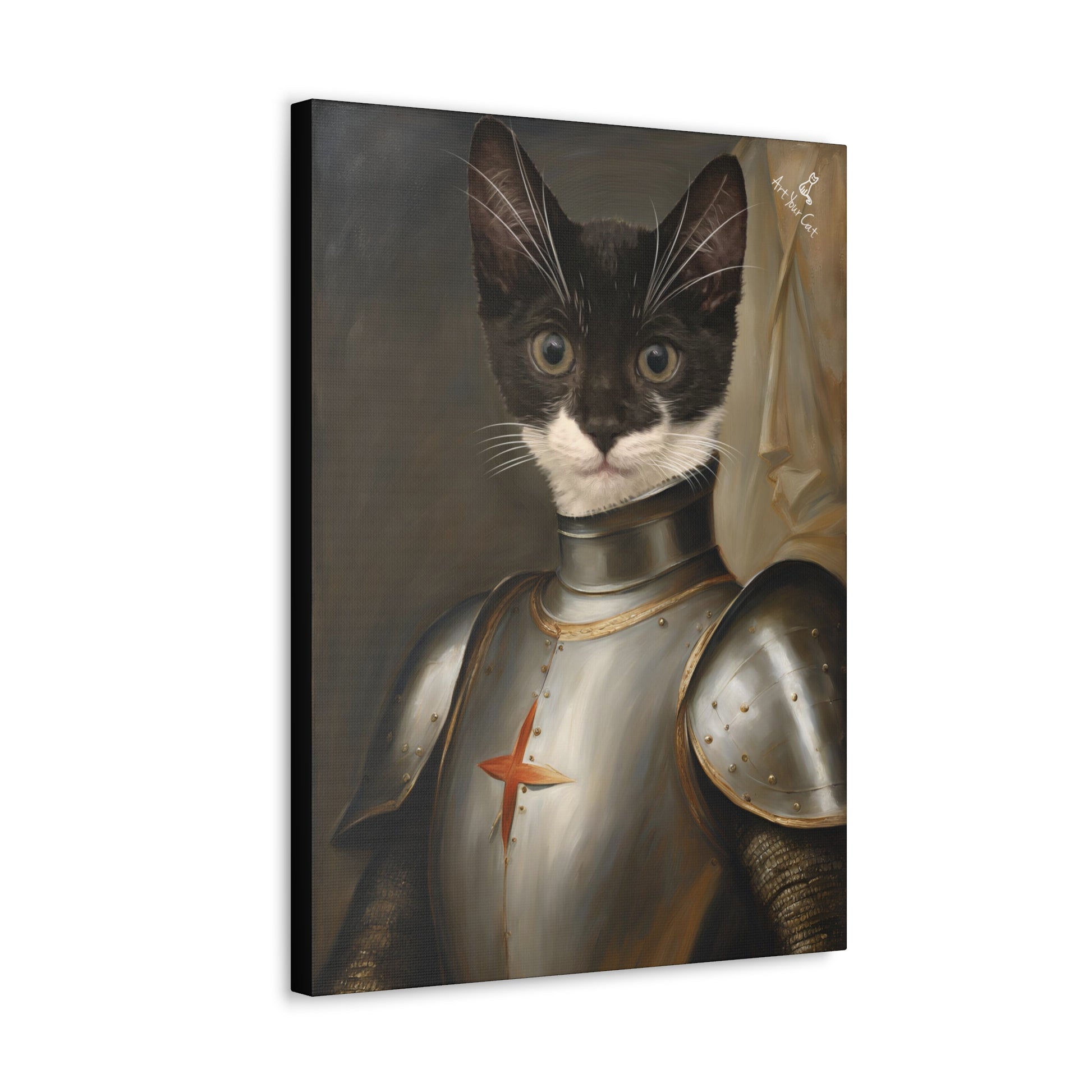 Personalized Joan of Arc Cat Portrait with premium canvas and frame