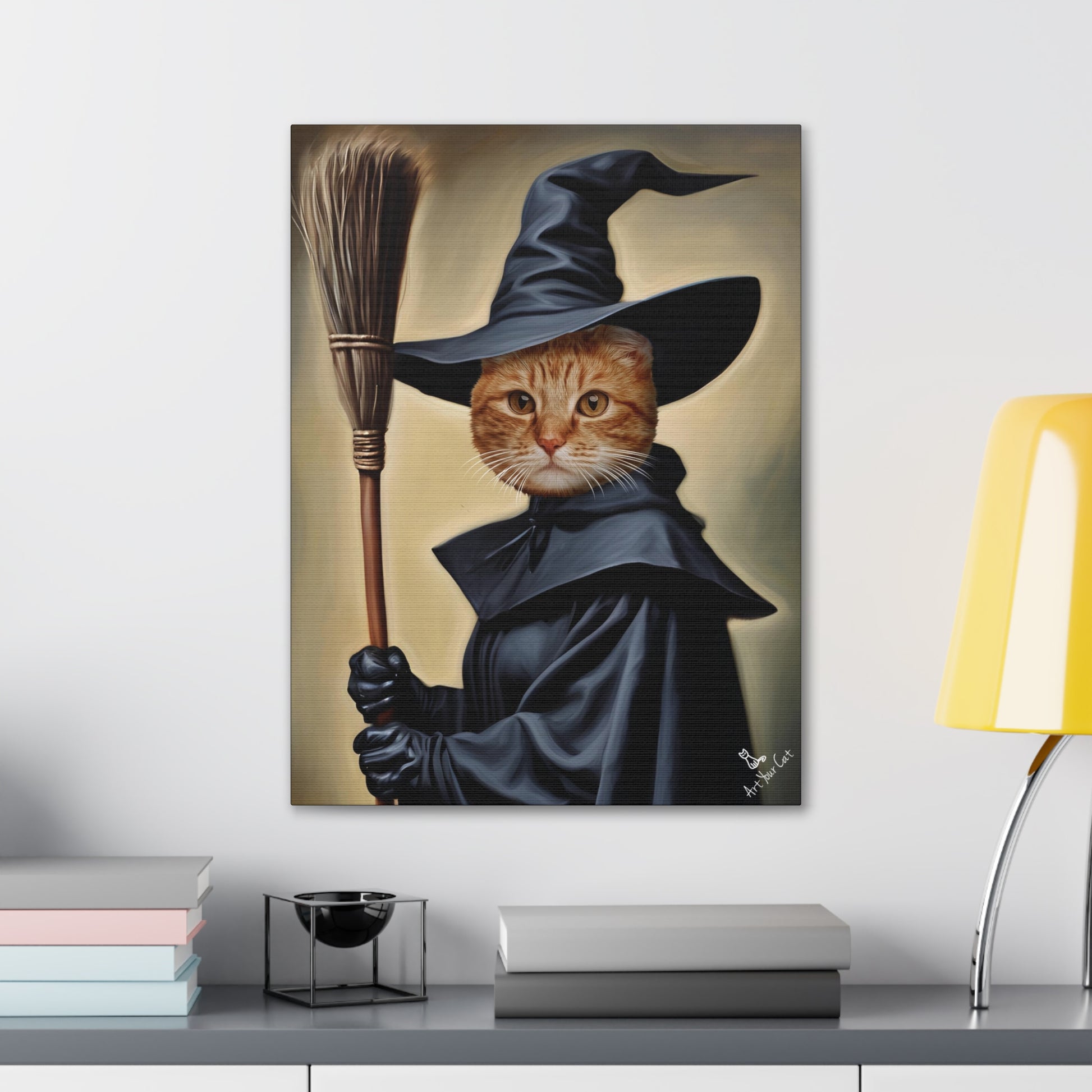 Personalized Witch Cat Artwork for Unique Decor