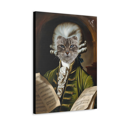 Premium Canvas Mozart Cat Portrait with Musical Charm