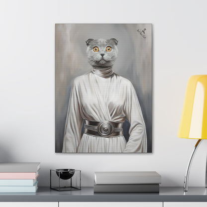 Princess Leah Inspired Cat Art - Canvas Print