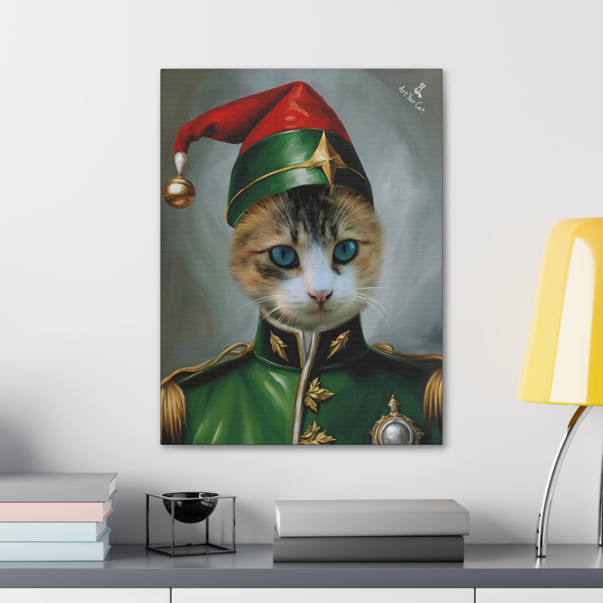 Protective Guard Elf cat artwork on premium canvas
