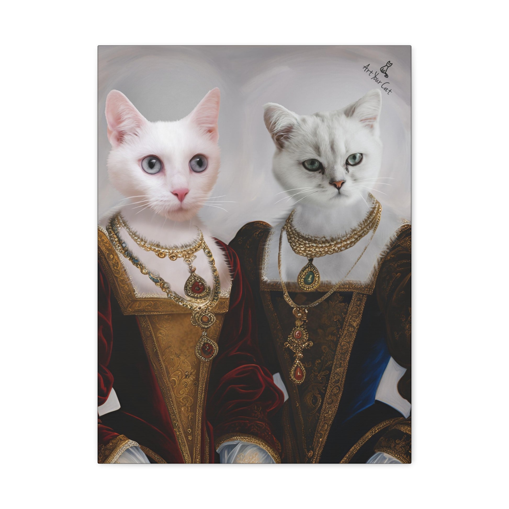 Renaissance Sisters Cat Portrait - Custom Feline Artwork