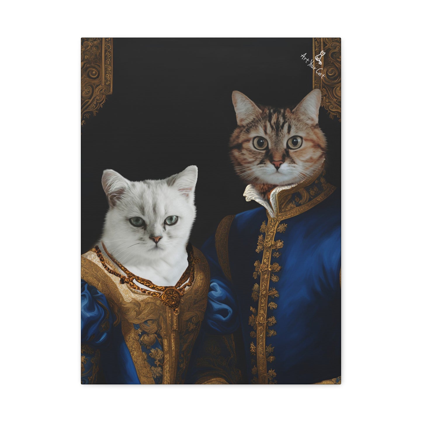 Romeo & Juliet Cat Portrait - Romantic Feline Artwork