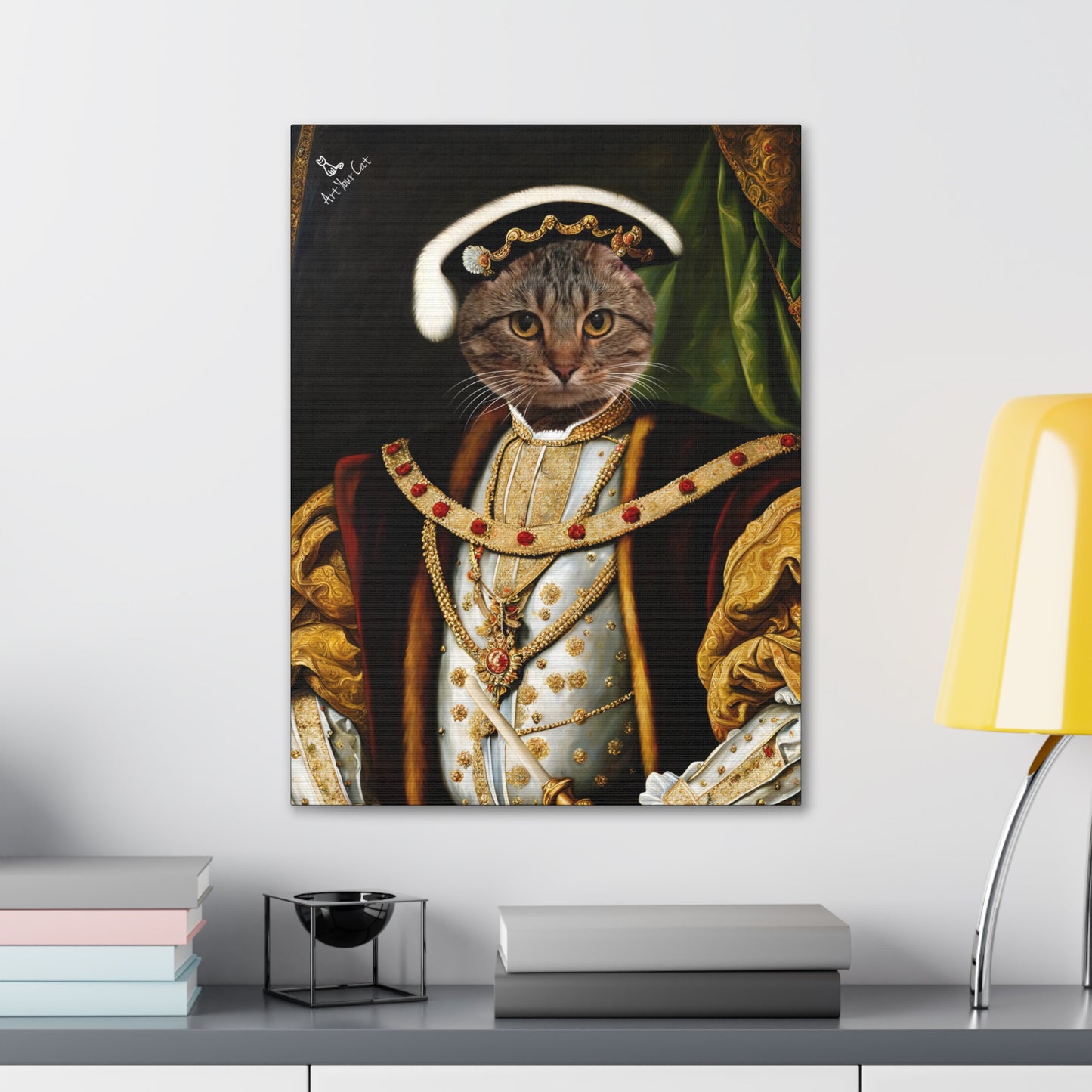 Royal Henry VIII cat portrait on premium canvas for cat lovers