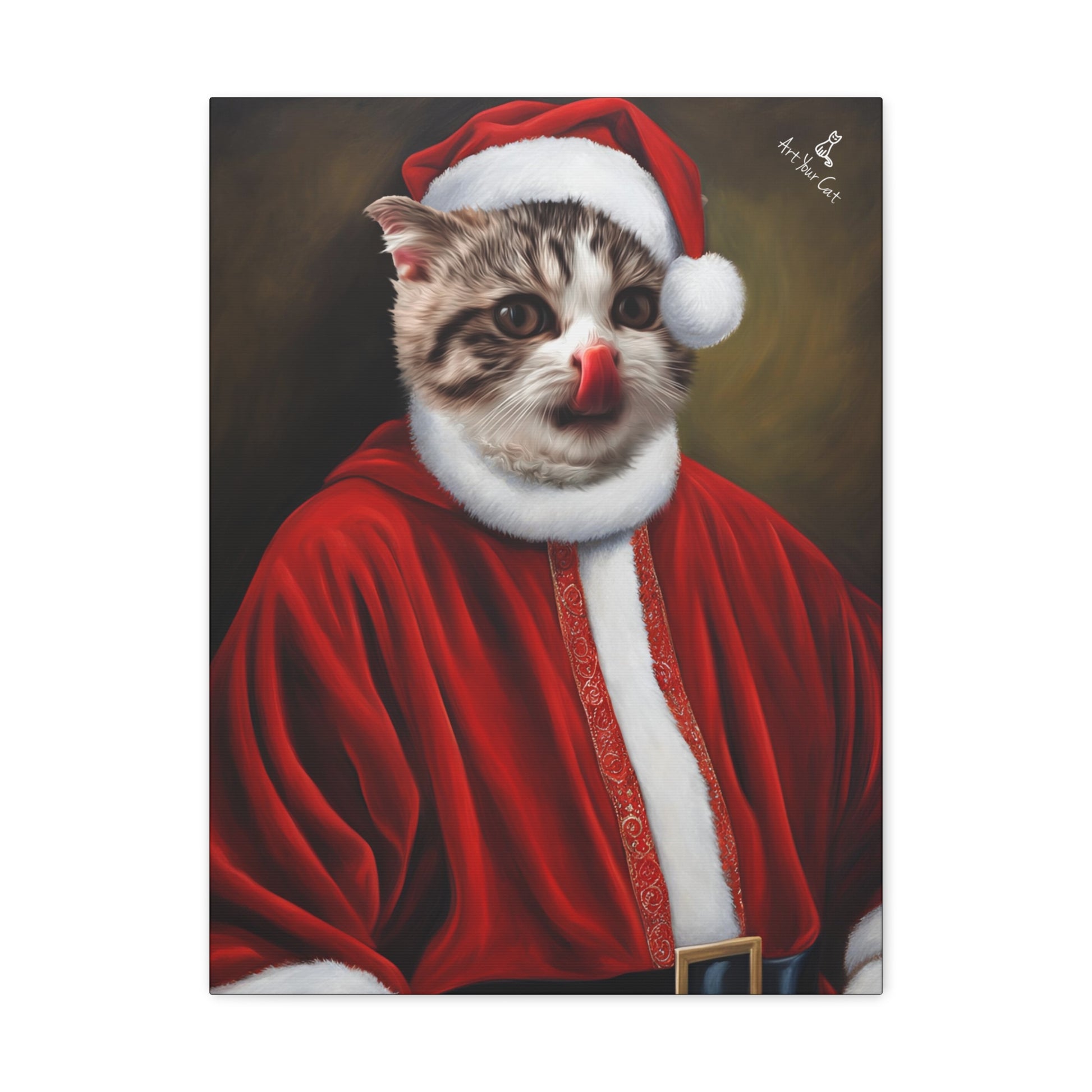 Custom Cat Santa Portrait - Christmas Decor
