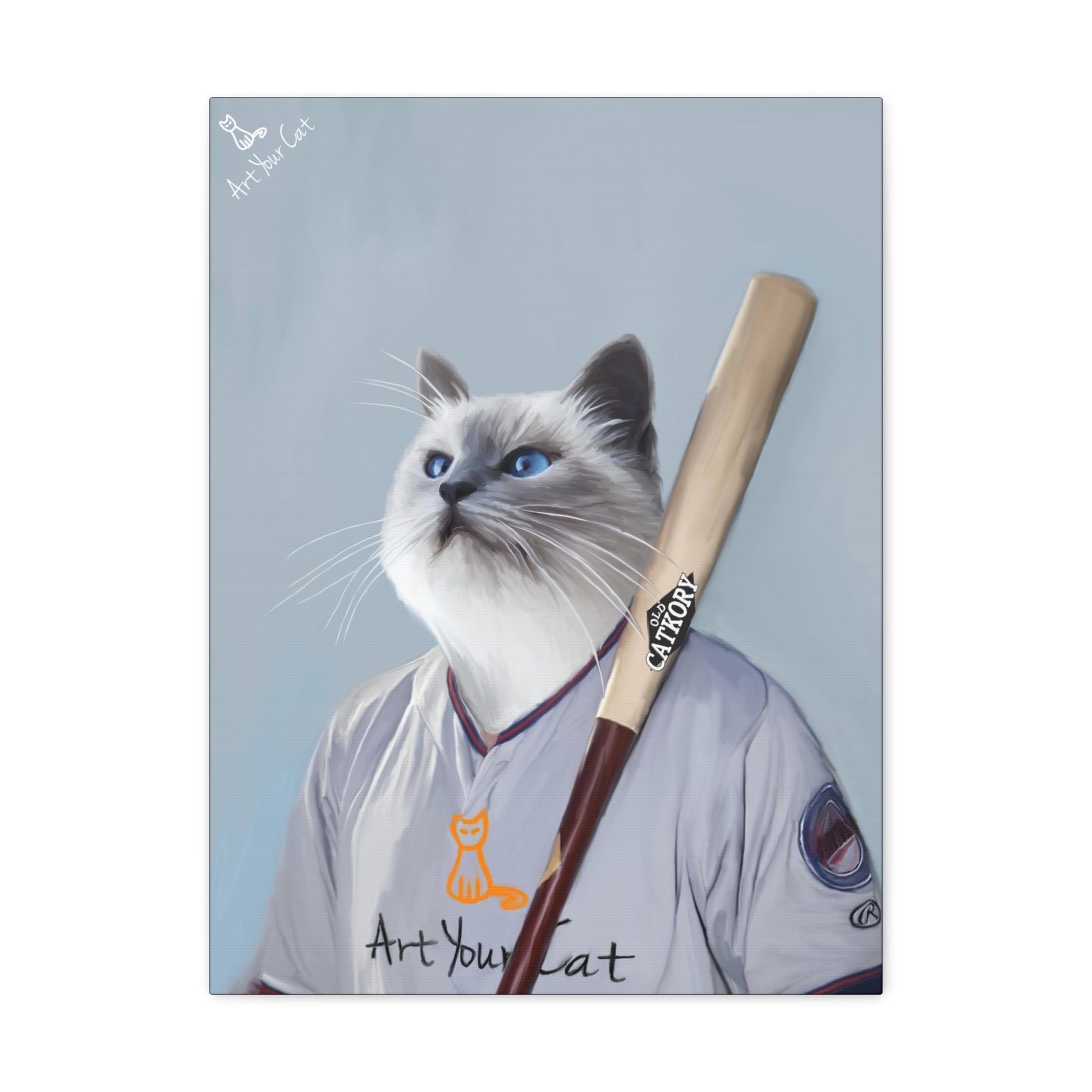 Sports-Themed Cat Portrait - Baseball Player Design