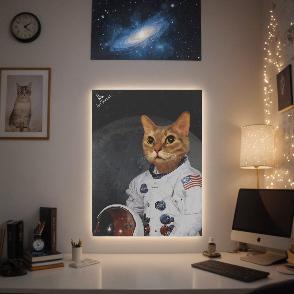 The Astronaut - Custom Cat Portrait - Dorm room desk