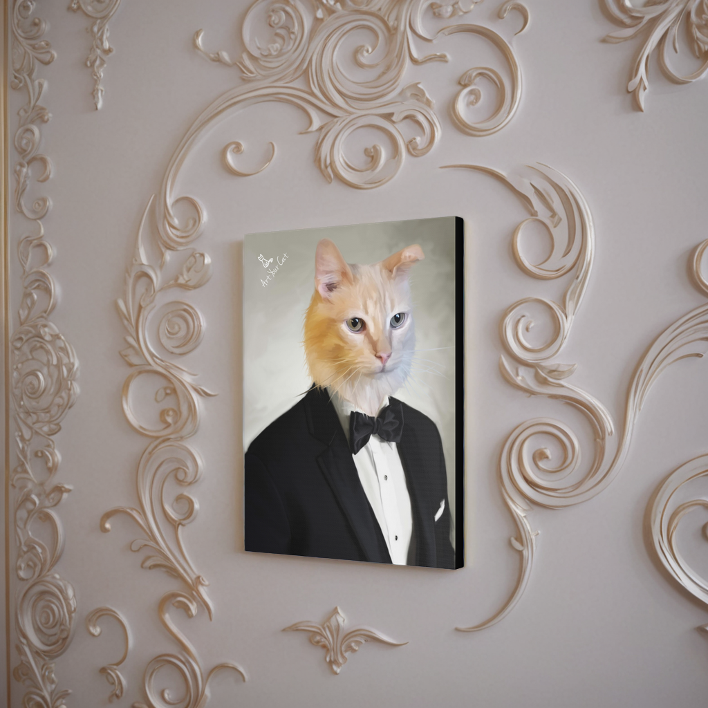 The Tuxedo - Custom Cat Portrait - On a fancy wall