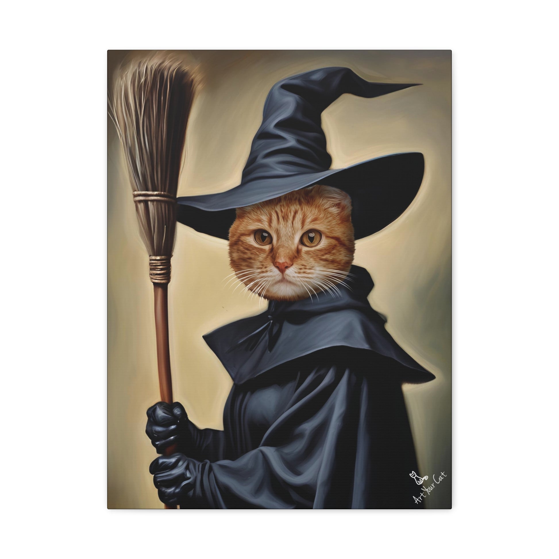 Enchanting Feline Artwork in Witch Costume