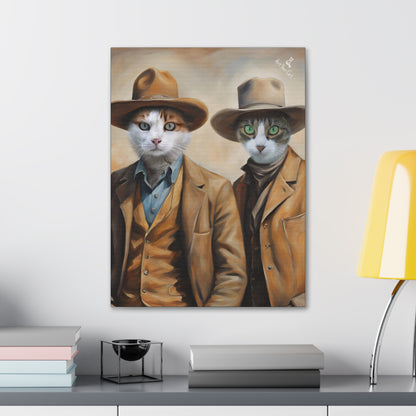 Unique Cat Portrait with Cowboy Hats and Vests