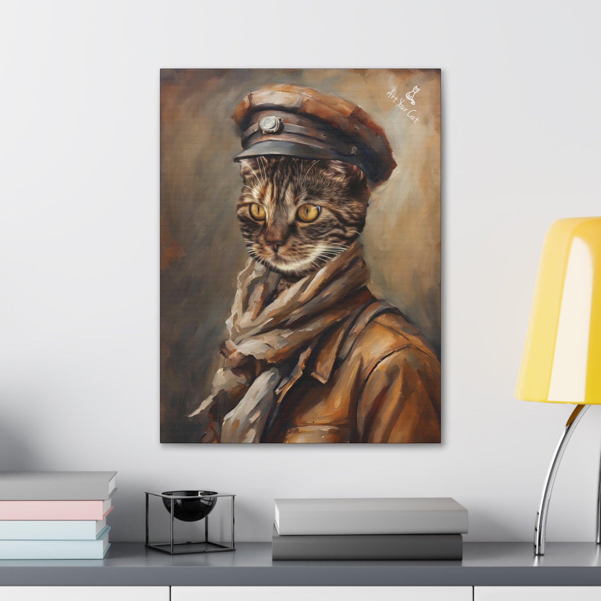 Unique Female Archaeologist Cat Portrait - Adventure-Inspired Artwork
