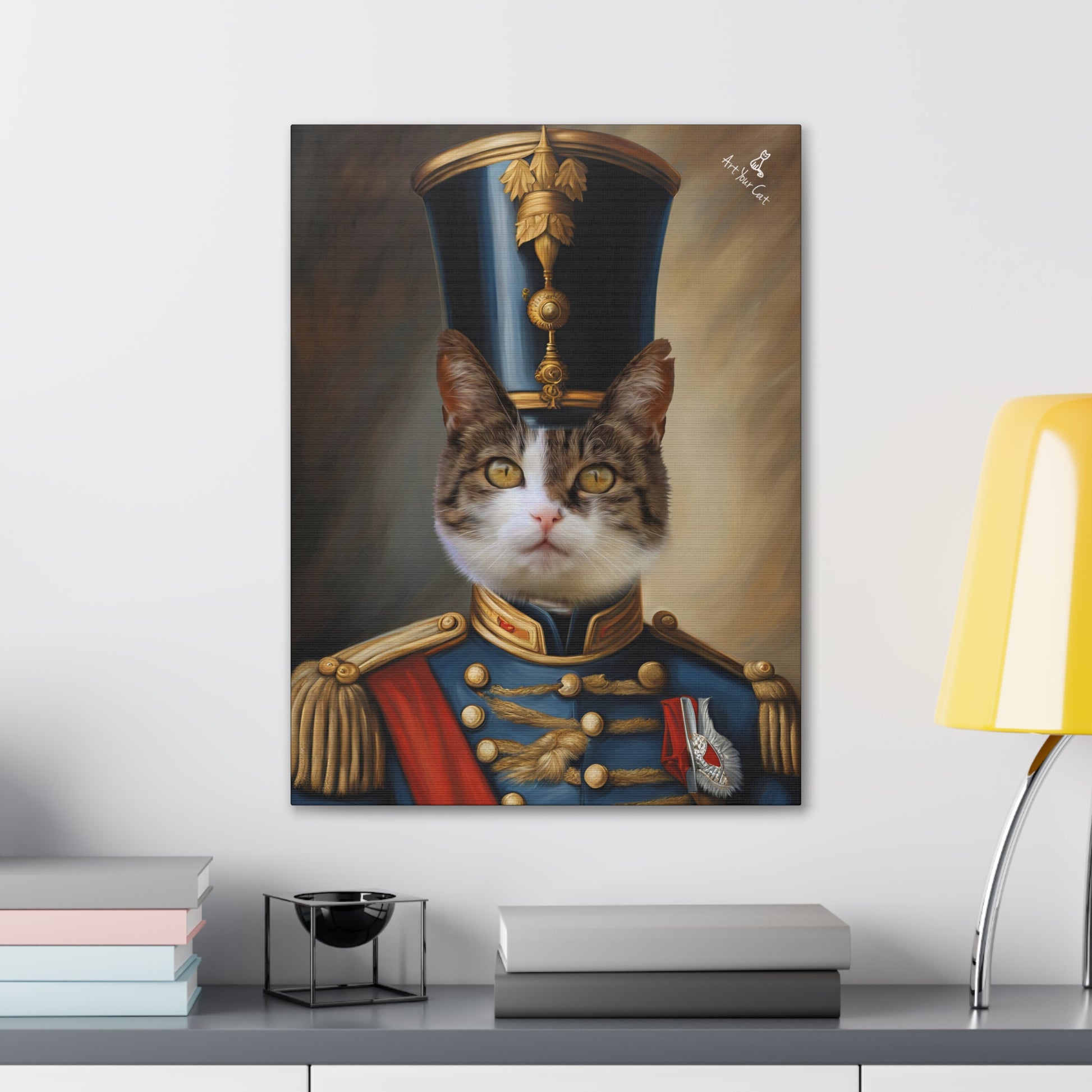 Vibrant and Festive Nutcracker Cat Artwork on Premium Canvas