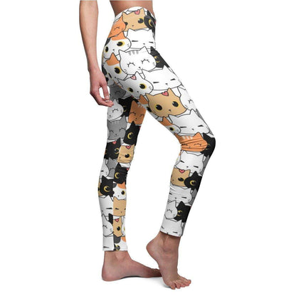 Cat Doodle Art Leggings with Playful Cat Designs