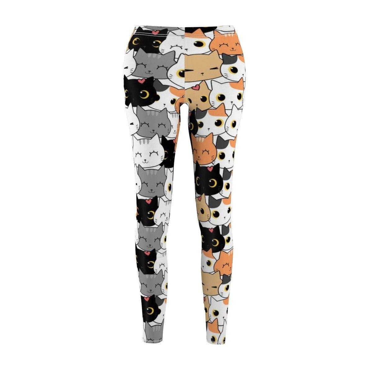 Cat Print Leggings with Brushed Suede Material