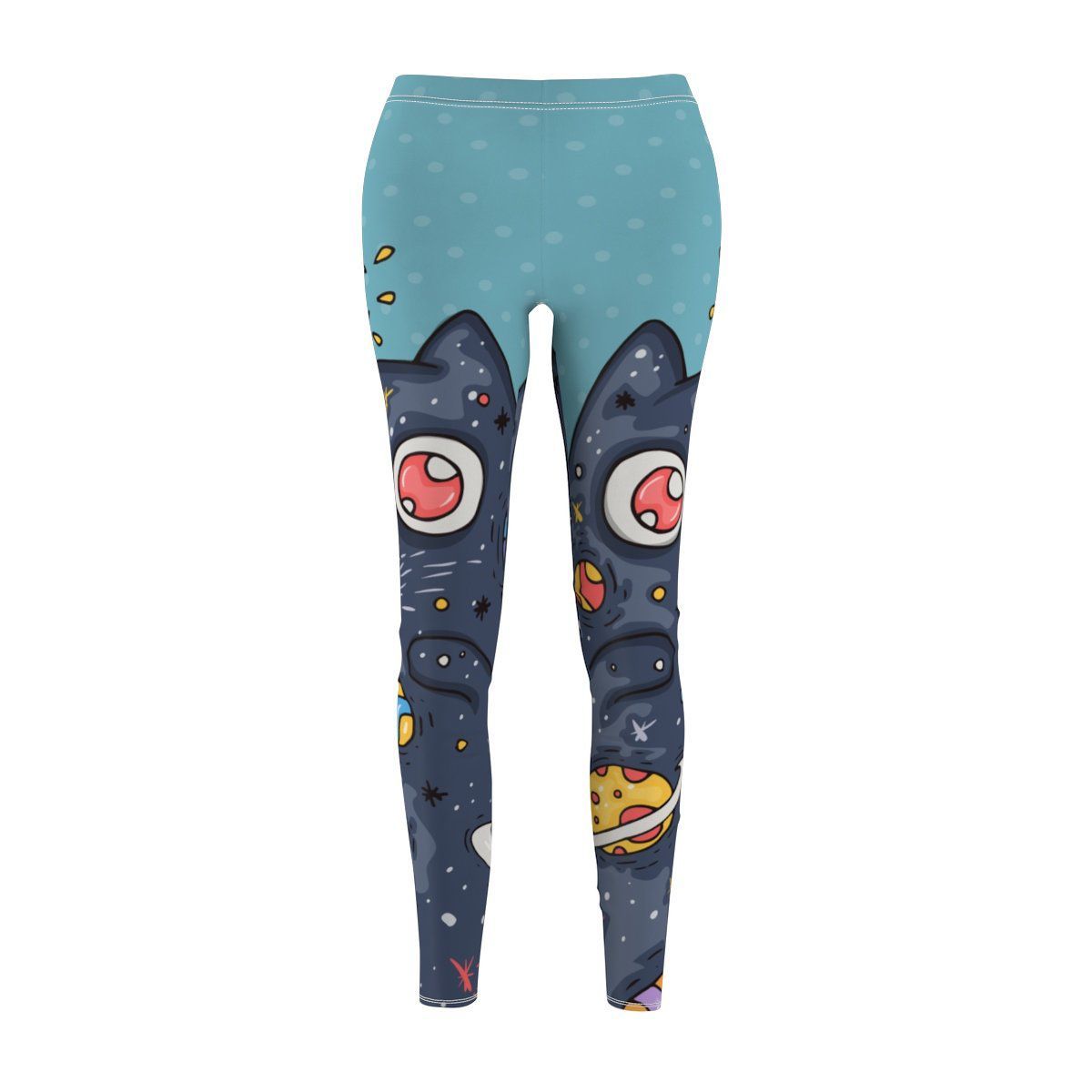 Close-up of Lovely Moon Cat Leggings showcasing intricate moon details