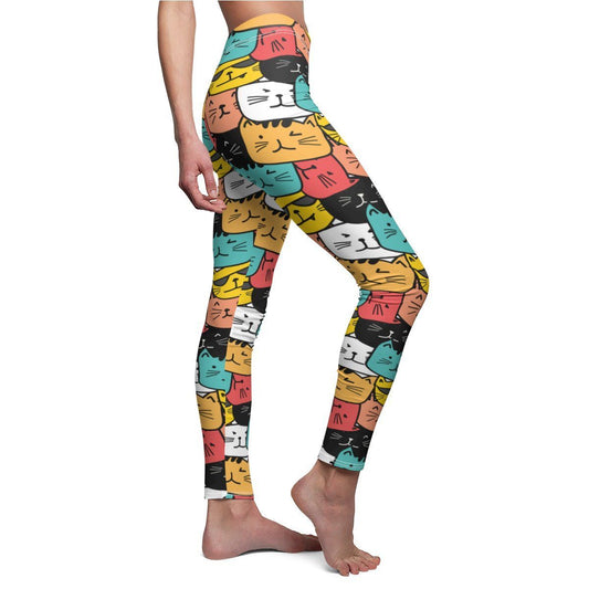 Colorful Cats Leggings design close-up