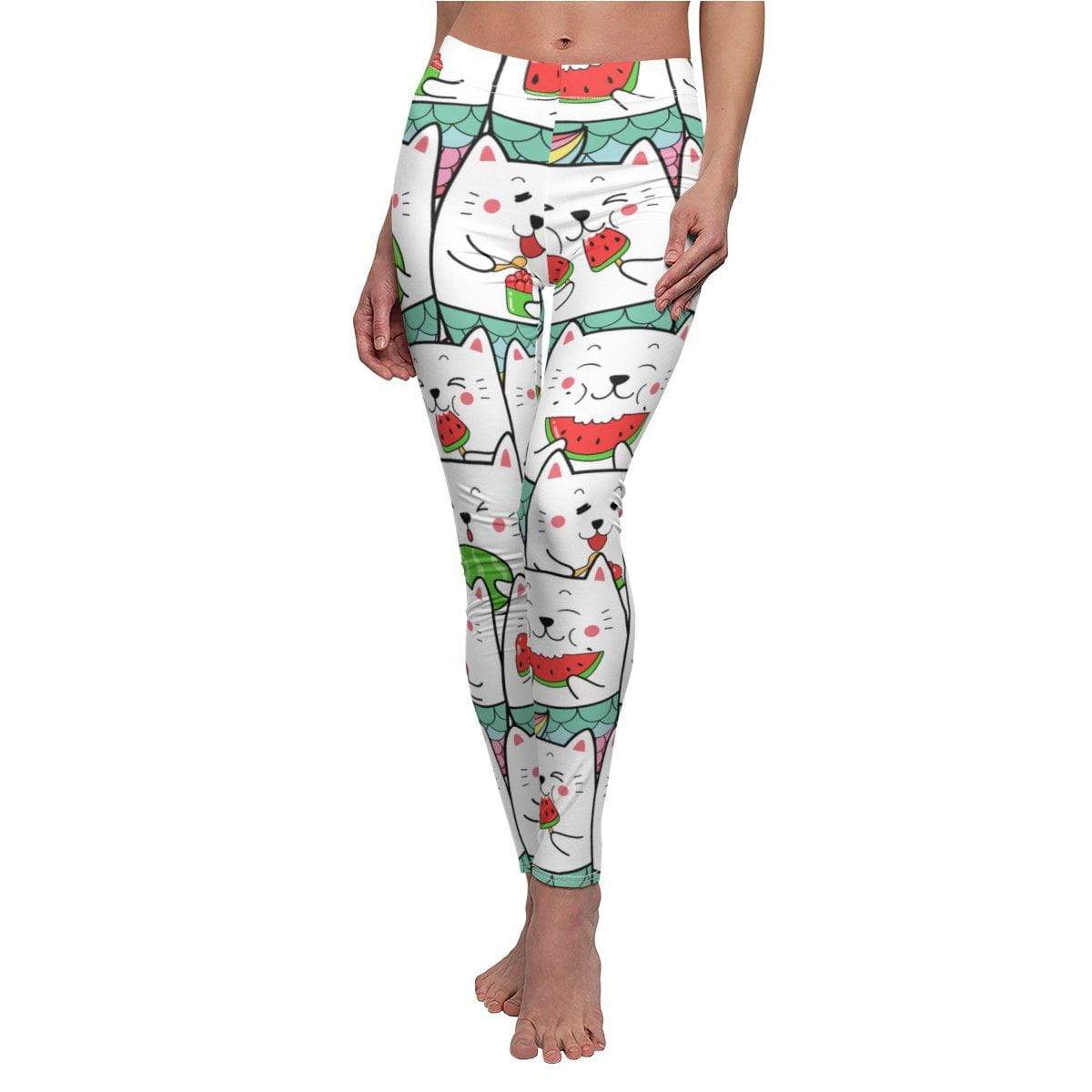 Comfortable Watermelon Cat-Themed Leggings for Cat Lovers