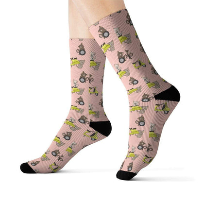 Cozy and stylish Fetching Cat Biker Socks with feline design