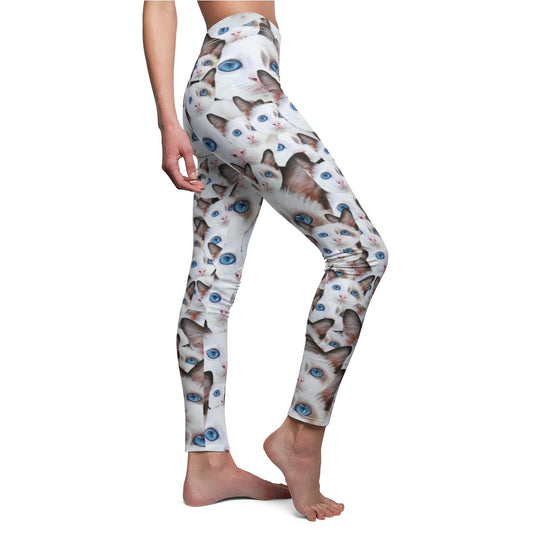 Custom Face Mesh Leggings with playful cat designs