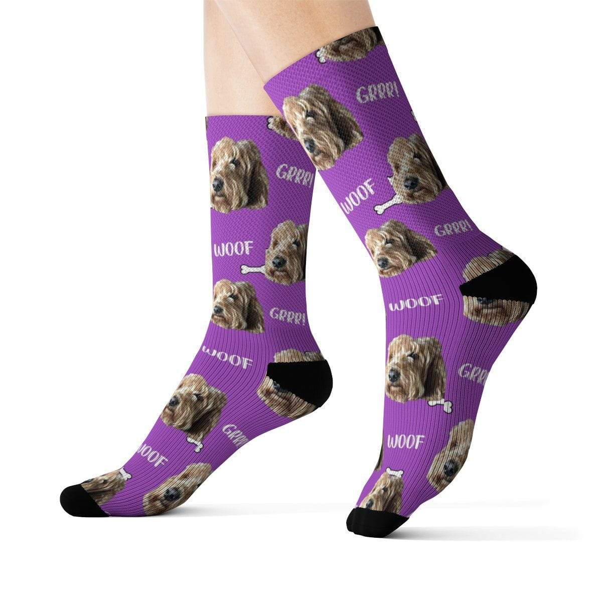 Custom Woof Dog Socks with Personalized Pet Design