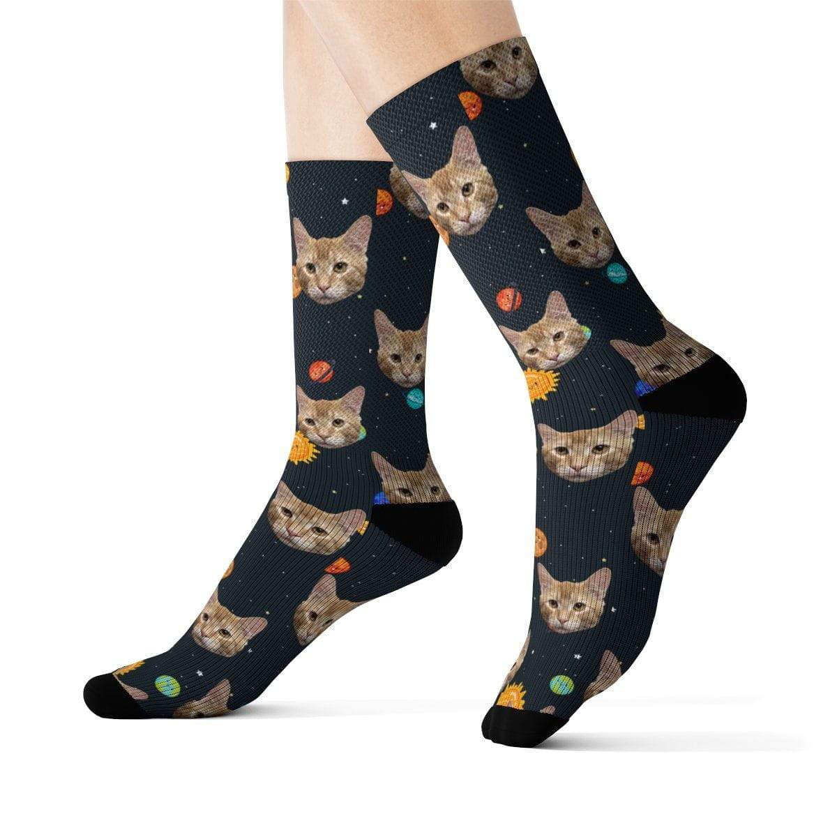 Custom cat socks in various sizes for men and women