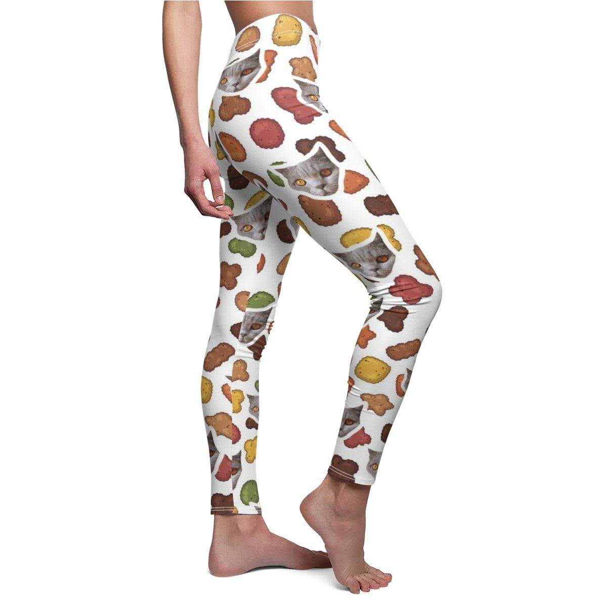 Custom food cat leggings with playful cat designs