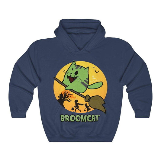 Cute broom cat hoodie with enchanting feline design