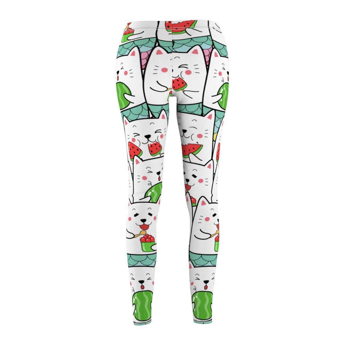 High-Quality Watermelon Cat Leggings Close-Up
