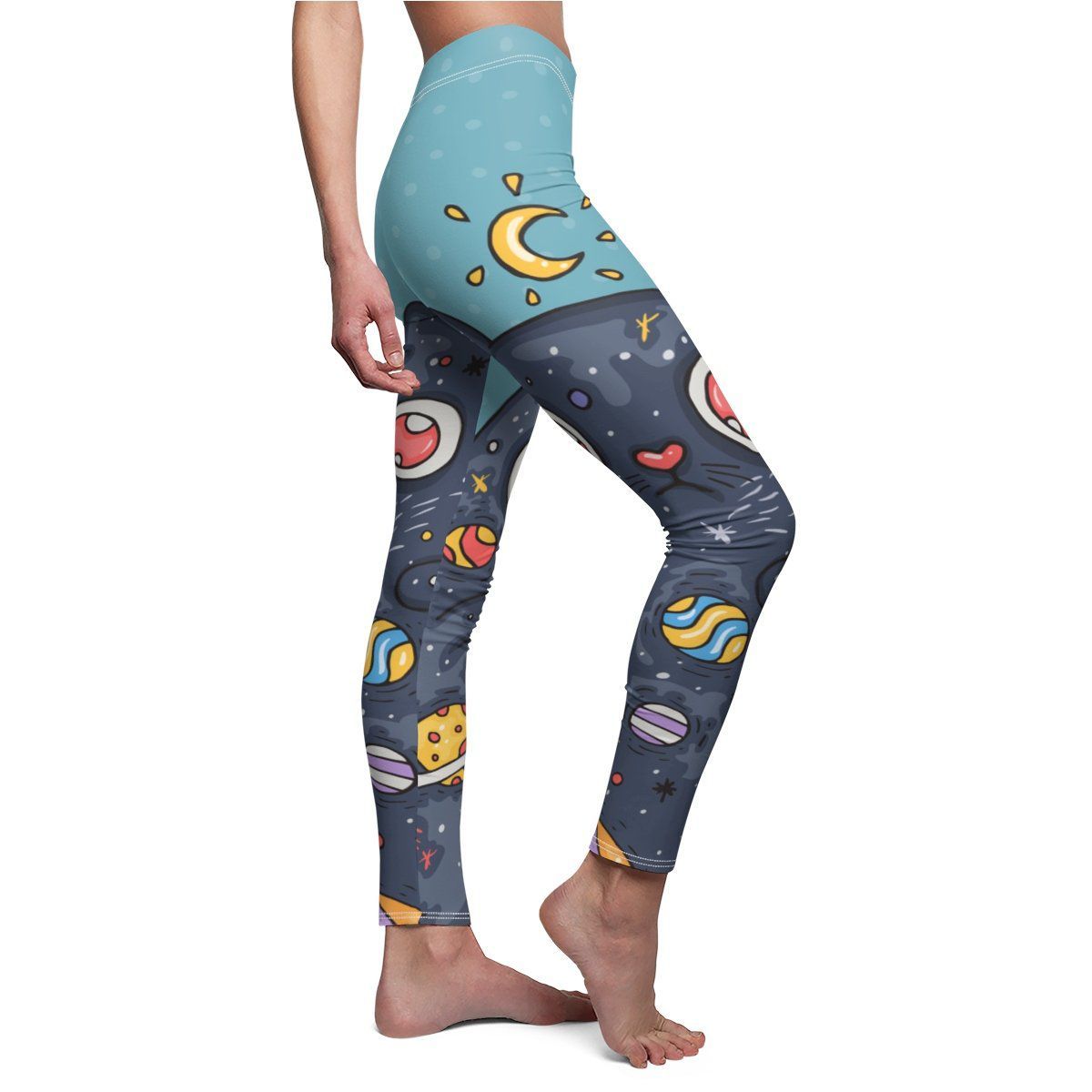 Lovely Moon Cat Leggings with playful cat silhouettes and moon design
