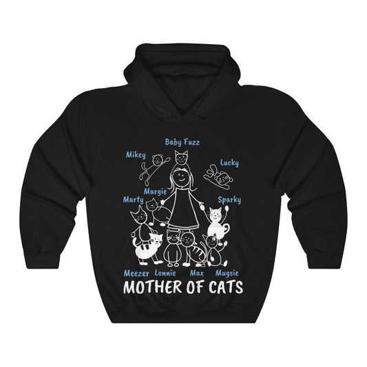 Mother of Cats Hoodie, Personalized Cat Lover Hoodie, Custom Cat Artwork Hoodie
