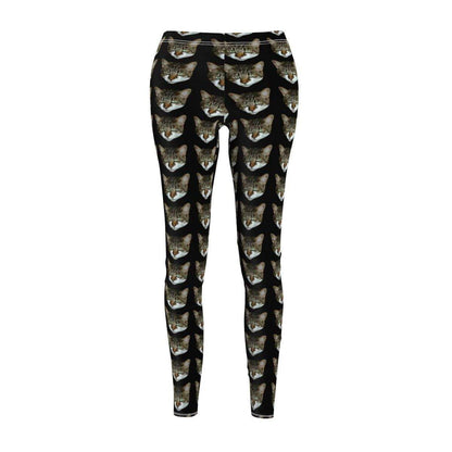 Playful Cat Head Leggings with Custom Artwork